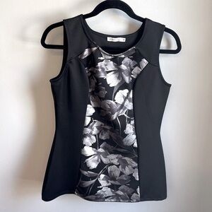 Rickis Metallic Floral Sleeveless Fitted Stretchy Top Womens Size S